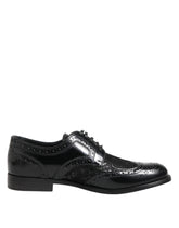 Dolce & Gabbana Black Leather Floral Lace Dress Formal Shoes